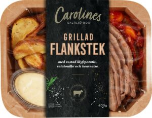 Flankstek med ugnsbakad potatis, ratatouille och bearnaise
