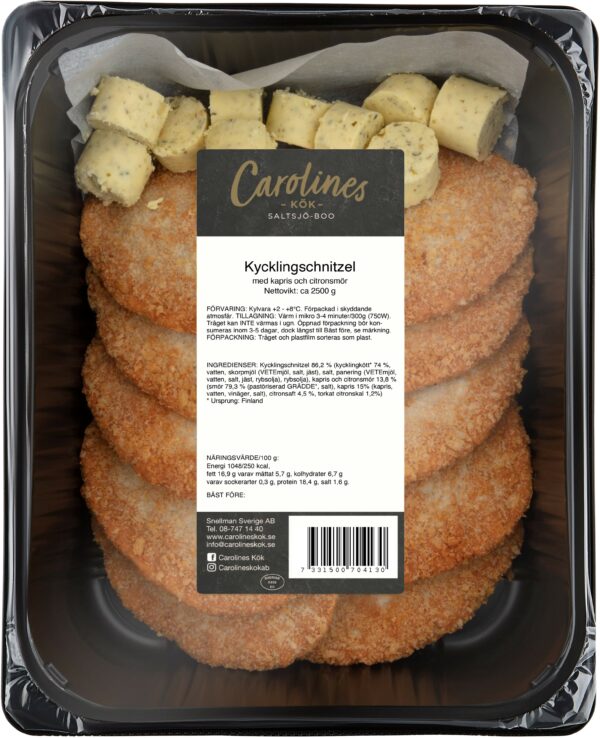 Kycklingschnitzel med kapris & citronsmör (10st x 125g)