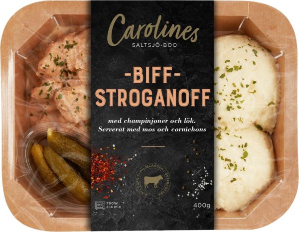 Biff Stroganoff med potatismos och cornichons